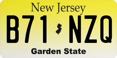 NJ license plate B71NZQ