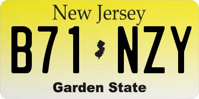 NJ license plate B71NZY