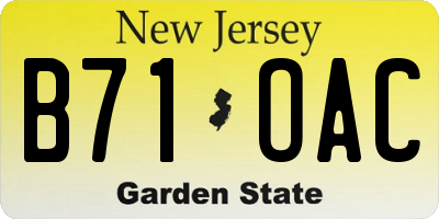 NJ license plate B71OAC