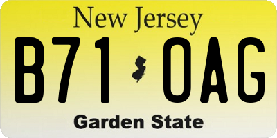 NJ license plate B71OAG