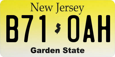 NJ license plate B71OAH