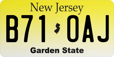 NJ license plate B71OAJ