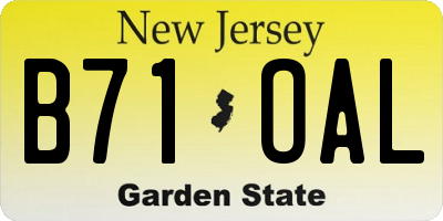 NJ license plate B71OAL