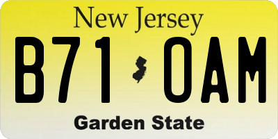 NJ license plate B71OAM