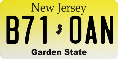 NJ license plate B71OAN