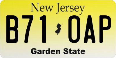 NJ license plate B71OAP