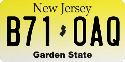 NJ license plate B71OAQ