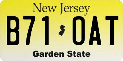 NJ license plate B71OAT