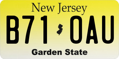 NJ license plate B71OAU