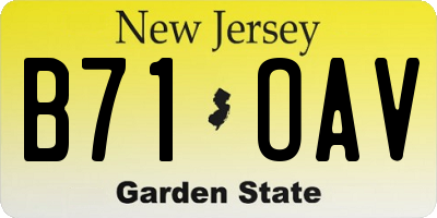 NJ license plate B71OAV