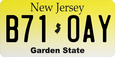 NJ license plate B71OAY