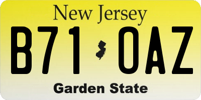 NJ license plate B71OAZ