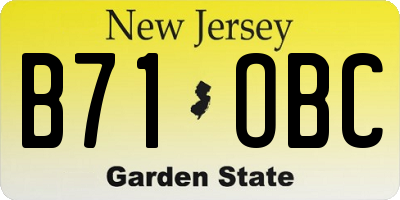 NJ license plate B71OBC