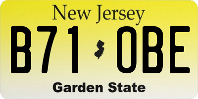 NJ license plate B71OBE