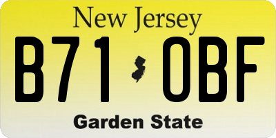 NJ license plate B71OBF