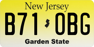 NJ license plate B71OBG