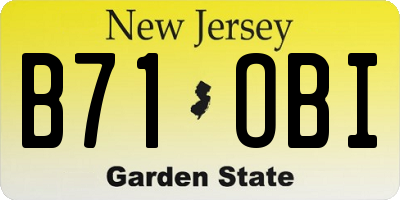 NJ license plate B71OBI