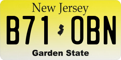 NJ license plate B71OBN