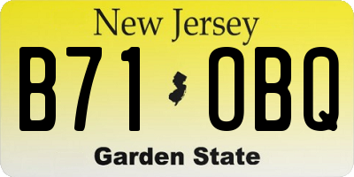 NJ license plate B71OBQ