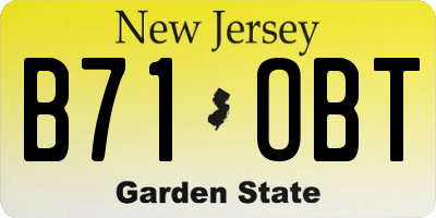 NJ license plate B71OBT