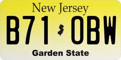 NJ license plate B71OBW
