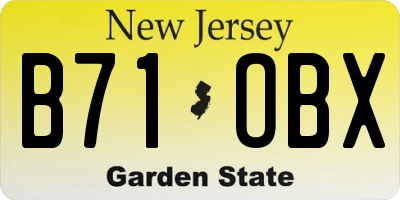 NJ license plate B71OBX