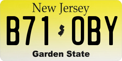 NJ license plate B71OBY