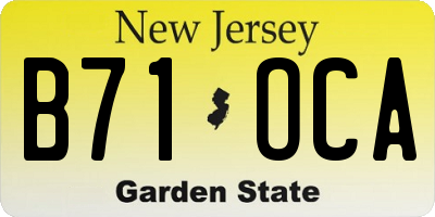 NJ license plate B71OCA