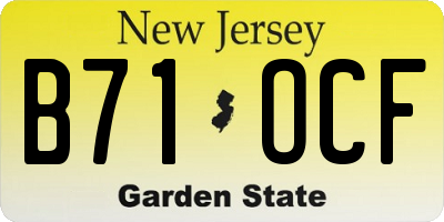 NJ license plate B71OCF