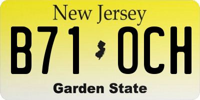 NJ license plate B71OCH