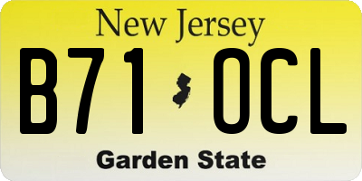 NJ license plate B71OCL
