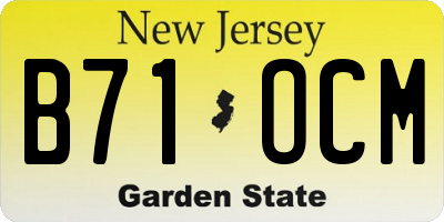 NJ license plate B71OCM