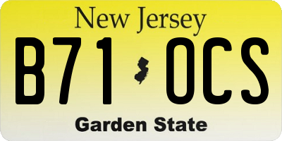 NJ license plate B71OCS