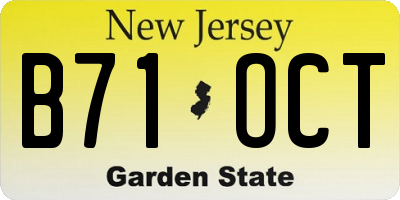 NJ license plate B71OCT