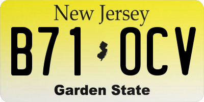 NJ license plate B71OCV