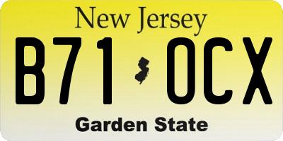 NJ license plate B71OCX