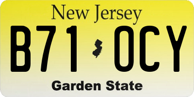NJ license plate B71OCY