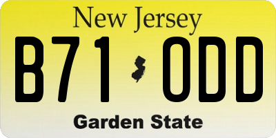 NJ license plate B71ODD
