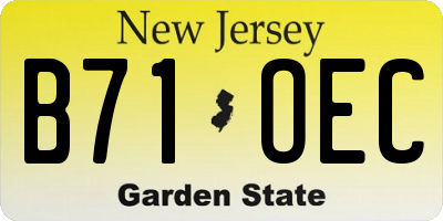 NJ license plate B71OEC