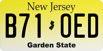 NJ license plate B71OED