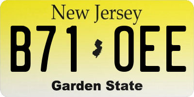 NJ license plate B71OEE