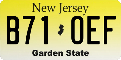 NJ license plate B71OEF