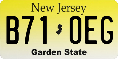 NJ license plate B71OEG
