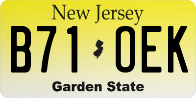 NJ license plate B71OEK