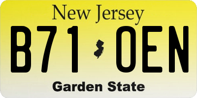 NJ license plate B71OEN