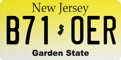 NJ license plate B71OER