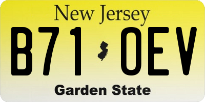 NJ license plate B71OEV