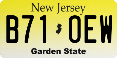 NJ license plate B71OEW
