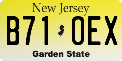 NJ license plate B71OEX
