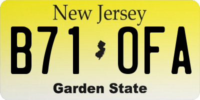 NJ license plate B71OFA